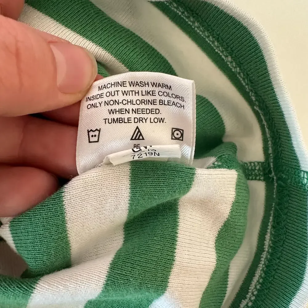 Hanna Andersson Girl’s Striped Short Sleeve John Pajama‎ Top Size 8 130cm Green